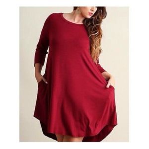 U.J. By Umgee Swing Dress Womens T Shirt Basic Curved Hem Tunic Pockets